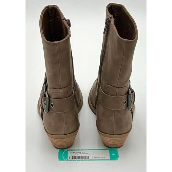 DV by Dolce Vita Daring Suede Bootie Women’s 6 Taupe Harness Strap Western Moto - Picture 4 of 7